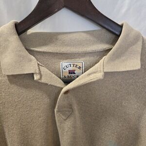Cutter & Buck Tan Long Sleeve Polo Sweater Mens VTG Pullover Knit Size XL‎